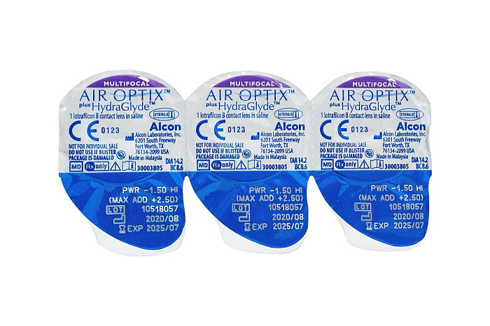 Контактные линзы - AIR OPTIX plus HydraGlyde Multifocal (3 линзы) - 2